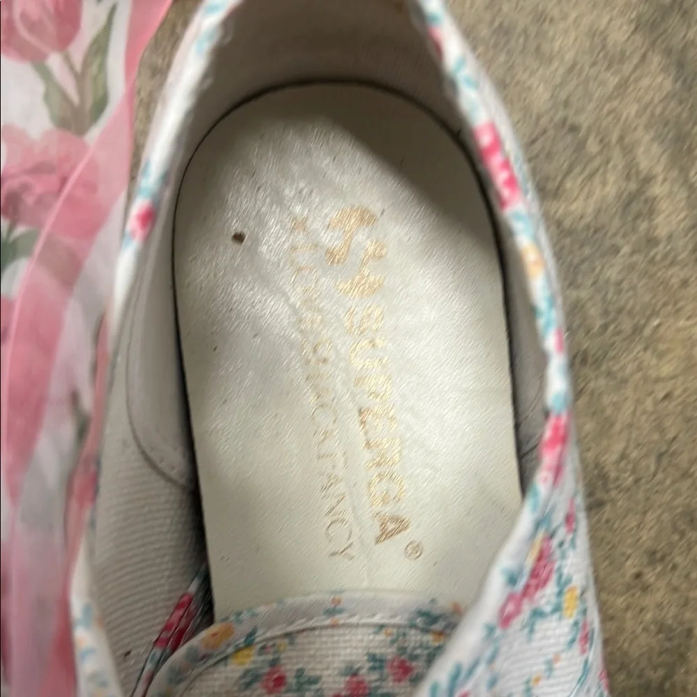Beautiful Loveshack Fancy × Superga white floral sneakers  size 39/8.5 - Picture 6 of 7